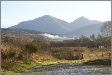 Mountains towering over Crianlarich